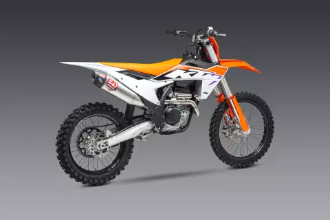 KTM 250/350SX-F'23-26 - YOSHIMURA RS-12 STAINLESS FULL EXHAUST, W/ ALUMINUM MUFFLER