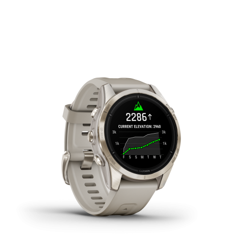 Garmin epix™ Pro (Gen 2) – Sapphire Edition | 42 mm Soft Gold with Light Sand Band
