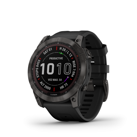 Garmin fēnix® 7X – Sapphire Solar Edition Carbon Gray DLC Titanium with Black Band